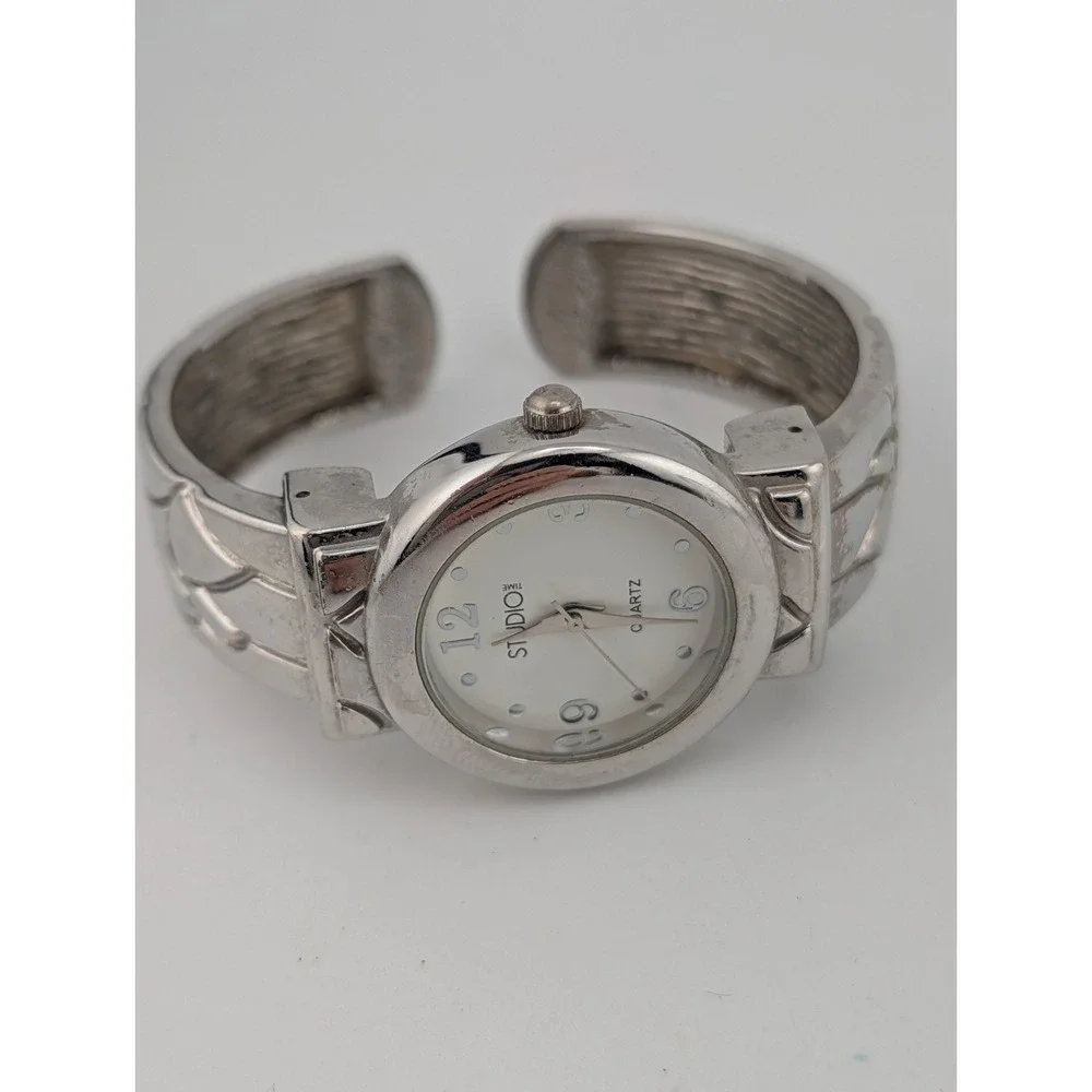 Studio Time Women's Bangle Watch 30mm Case Silver Band- New Battery